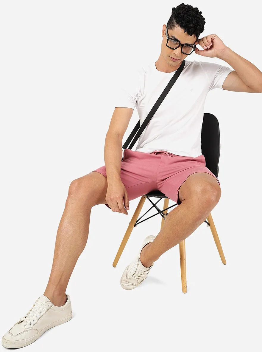 Onion Pink Solid Slim Fit Shorts | JadeBlue