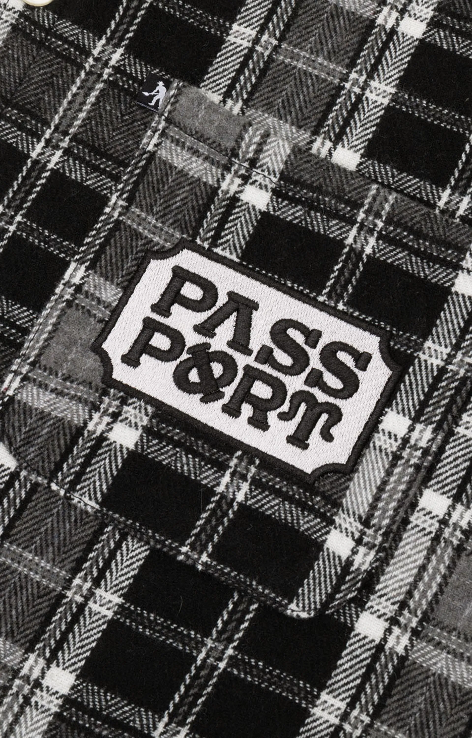 Pass~Port Yearbook Logo Workers Flannel Shirt, Black