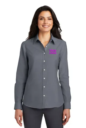 Port Authority Ladies SuperPro Custom Oxford Shirts, Black