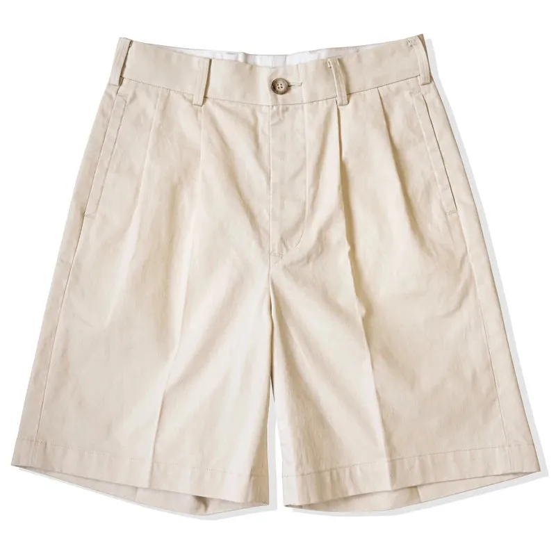 Retro Semi-Casual Men's Bermuda Shorts with Pleated Trousers