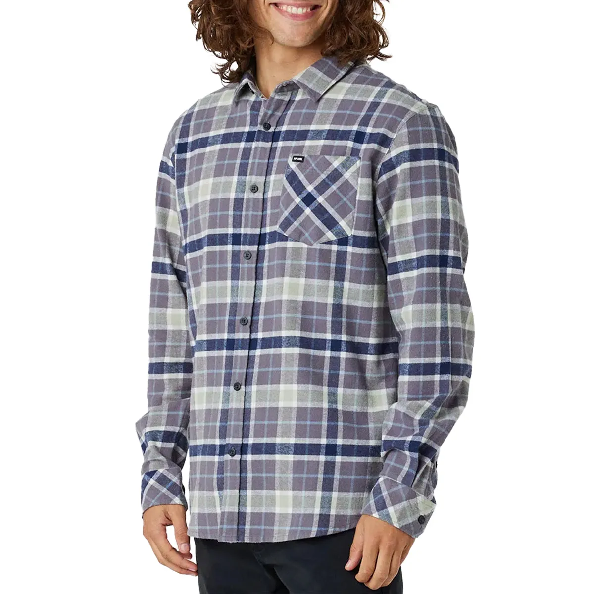 Rip Curl Checked In Long Sleeve Button-Up Flannel Shirt