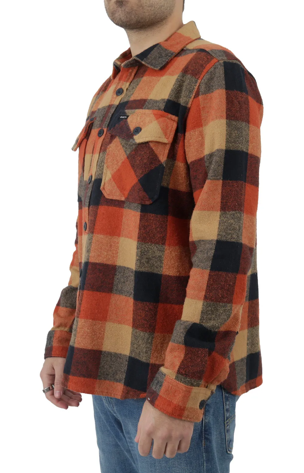 RVCA Heavyweight Brushed Cotton Flannel Shirt - Rustic Red