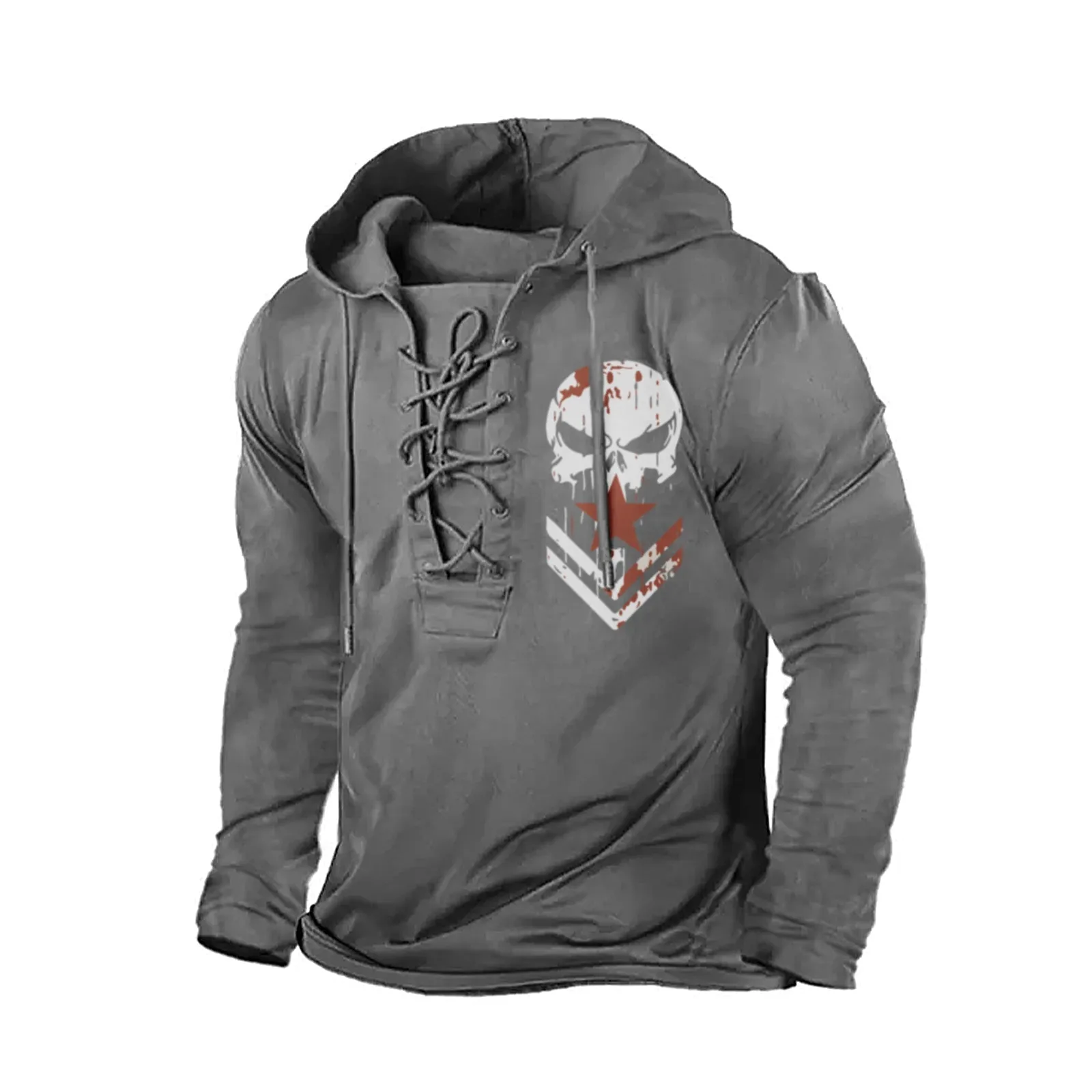 SKULL GRAPHIC PULLOVER BANDAGE HOODIE