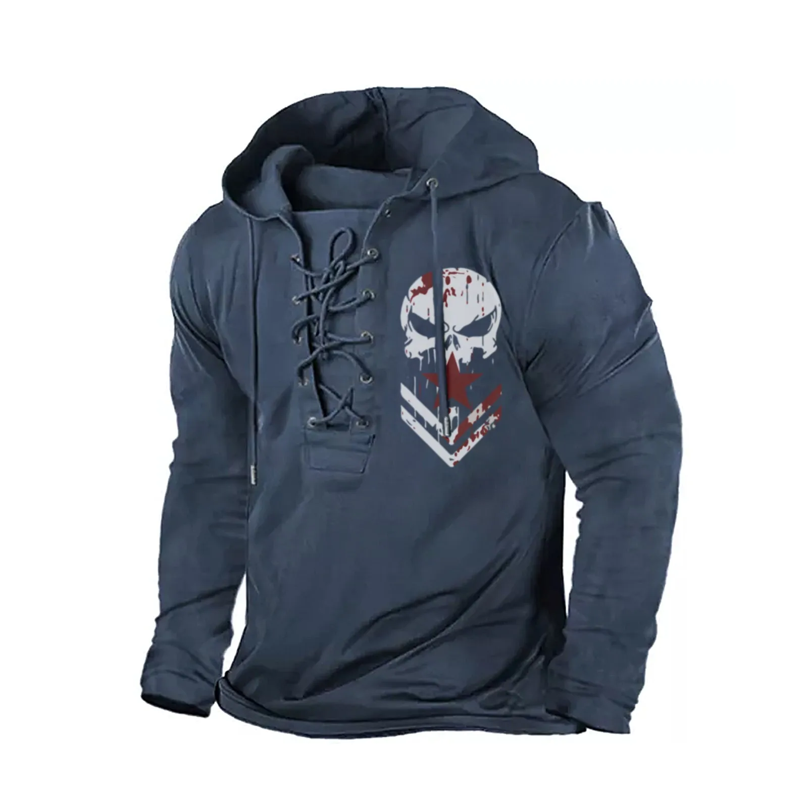 SKULL GRAPHIC PULLOVER BANDAGE HOODIE