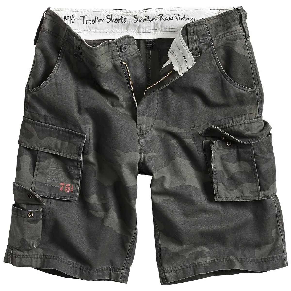 Surplus Mens Trooper Shorts Black Camo