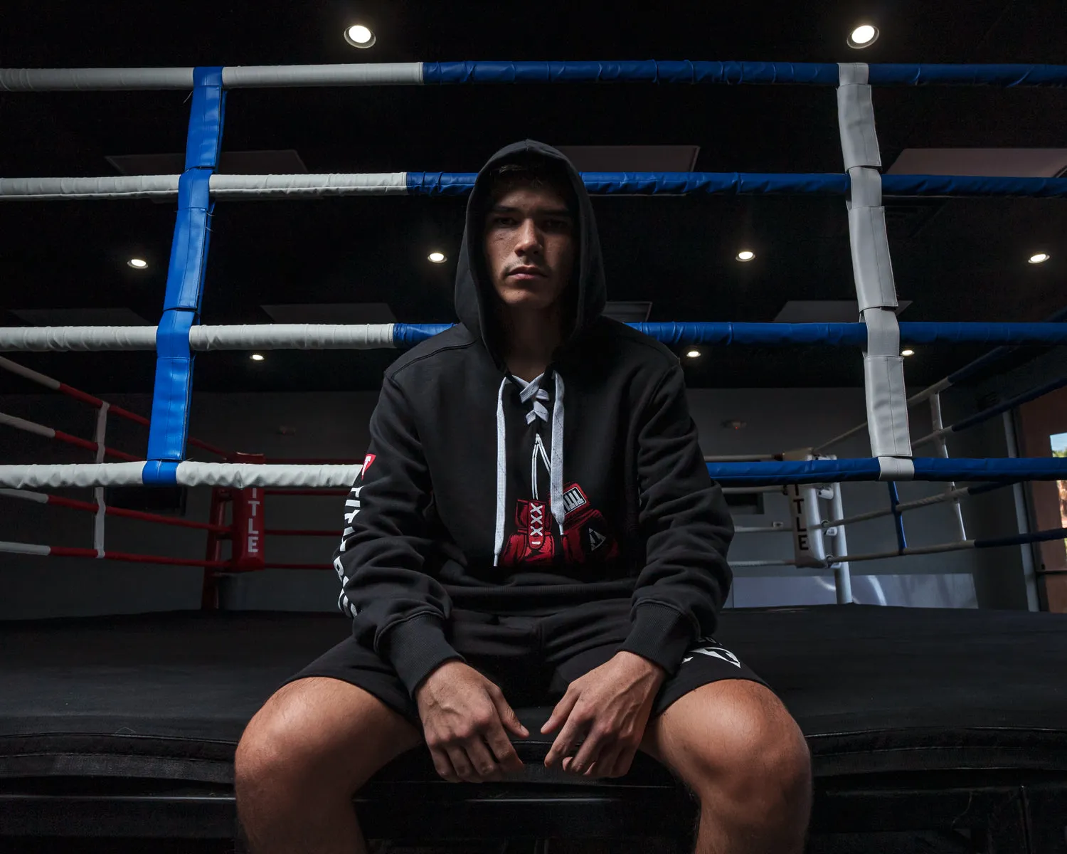 TITLE Boxing Original Hanging Gloves Lace Up Hoodie