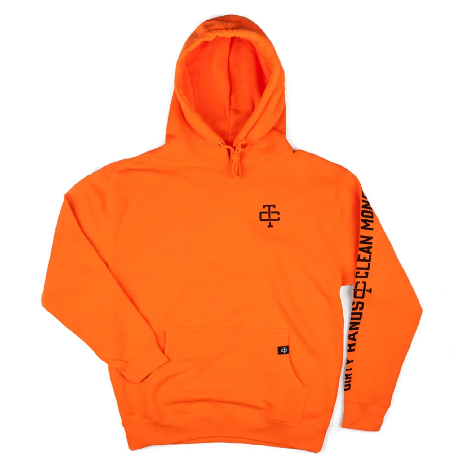 Troll Co. Men's Blaze Orange "Dirty Hands Clean Money" Sleeve Logo Hoodie