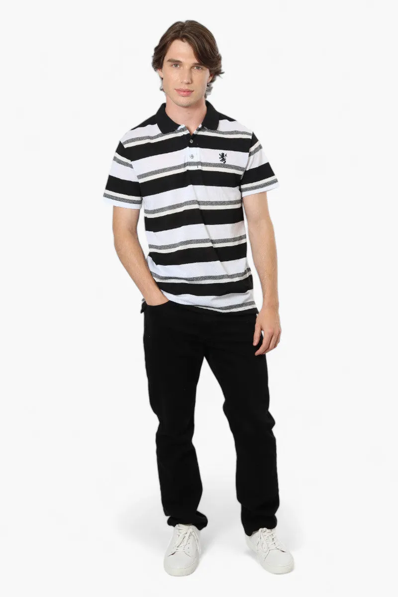 Vroom & Dreesman Striped Button Up Polo Shirt - Black