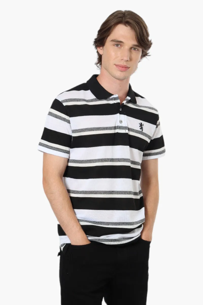 Vroom & Dreesman Striped Button Up Polo Shirt - Black