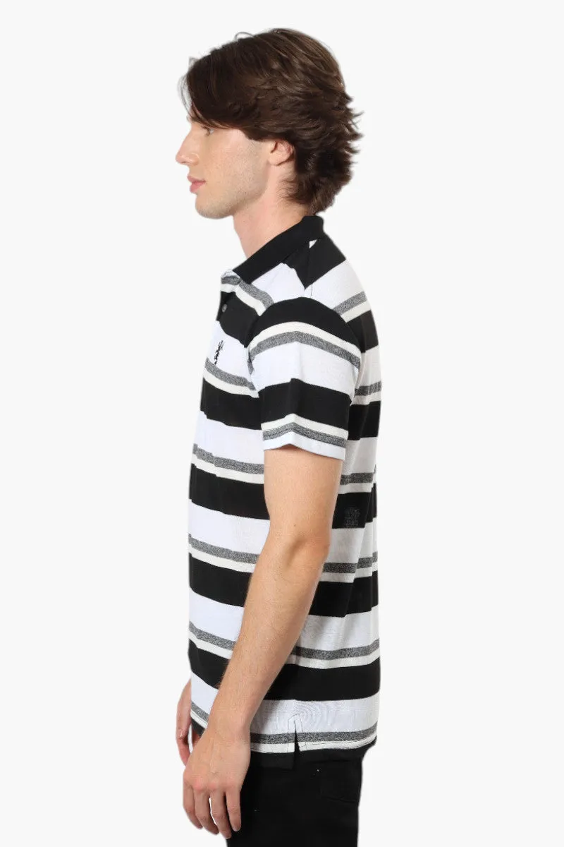 Vroom & Dreesman Striped Button Up Polo Shirt - Black