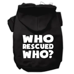 Who Rescued Who Screen Print Pet Hoodies Black Size XS (8)